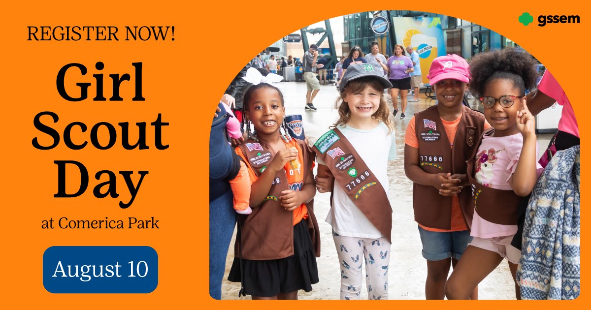 🚨 Calling all Girl Scouts, friends, and families! 🚨Time is running out to get your tickets and join us for Girl Scout Day at Comerica Park on Saturday, August 10 for an unforgettable day of fun, baseball, and Girl Scout pride! 💙💚⚾

GET YOUR TICKETS: gssem.org/tigers