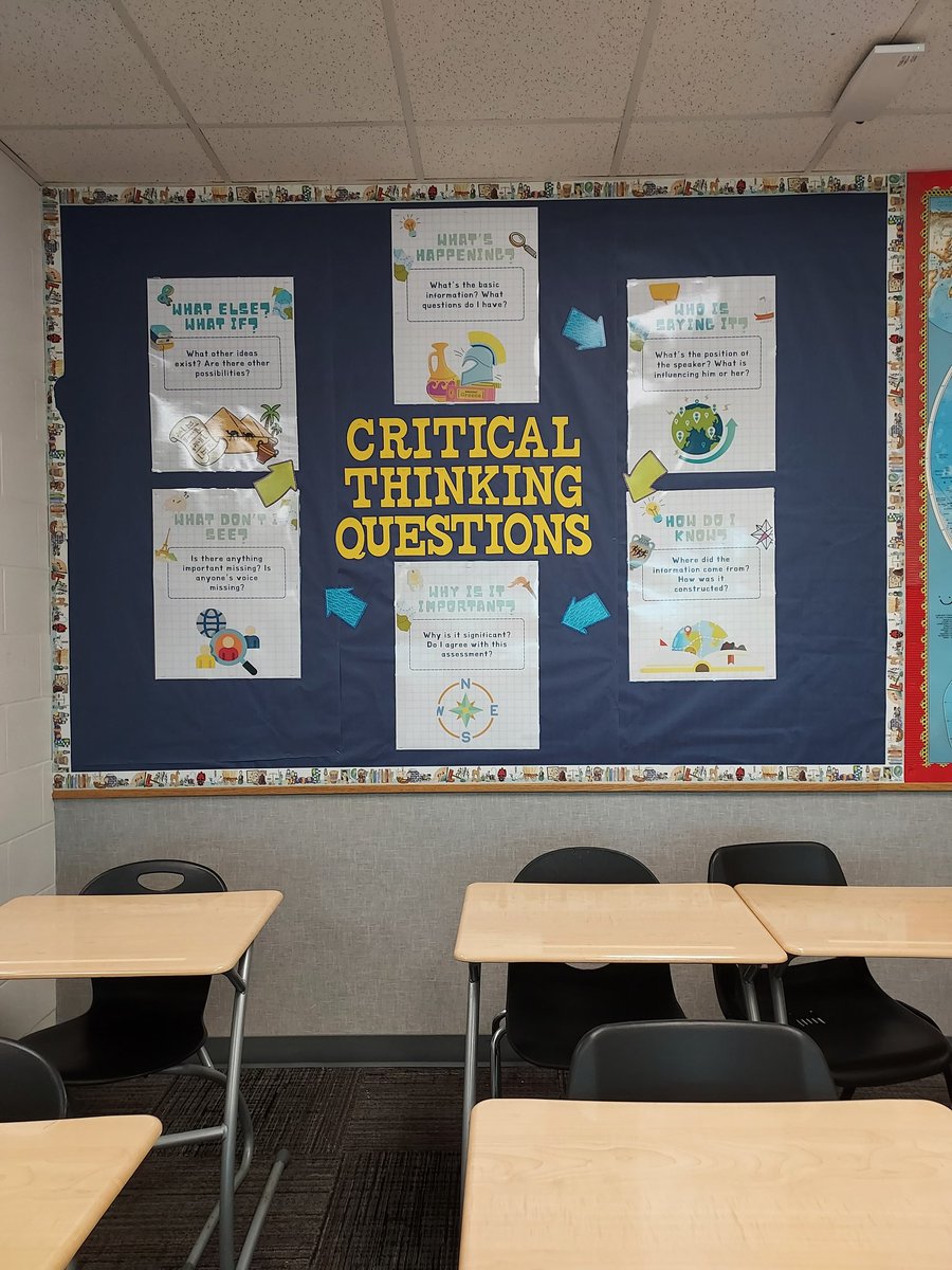 MrsLaCanne's tweet photo. A new bulletin board to start a new year! Hoping to emphasize how critical thinking skills are cross-curricular #WeareWayne #NGCPride https://t.co/R1n1p9KLst