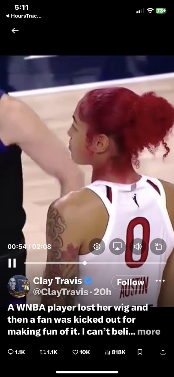Irish86ND's tweet photo. @ClayTravis This is nuts. I would have been laughing out loud also. Plus, what is the issue at 0:55 that the player named Austin is having with with red hair coloring running down her face and neck? That deserves a “Come on, (wo)Man” for sure. https://t.co/2vKqQ4LbzA