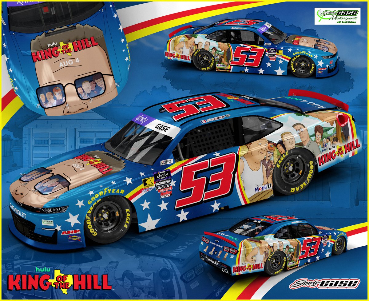 Hulu's King of the Hill is riding with <a href="/JoeyGaseRacing/">Joey Gase Racing</a> for a double-duty weekend at his home track, <a href="/iowaspeedway/">Iowa Speedway</a>! 

All <a href="/kingofthehill/">kingofthehill</a> seasons are streaming on <a href="/hulu/">Hulu</a>. Season 14 drops with 10 all-new episodes on August 4.

READ: mbmmotorsports.com/king-hill-gase…

#NASCAR #IowaCorn350