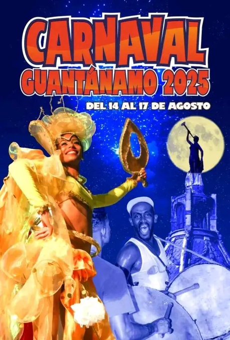 reytm2's tweet photo. Cartel CARNAVAL GUANTÁNAMO 2025. 
Autor: Artista visual, Enrique Sánchez Silveira. https://t.co/JDjRfujxs2