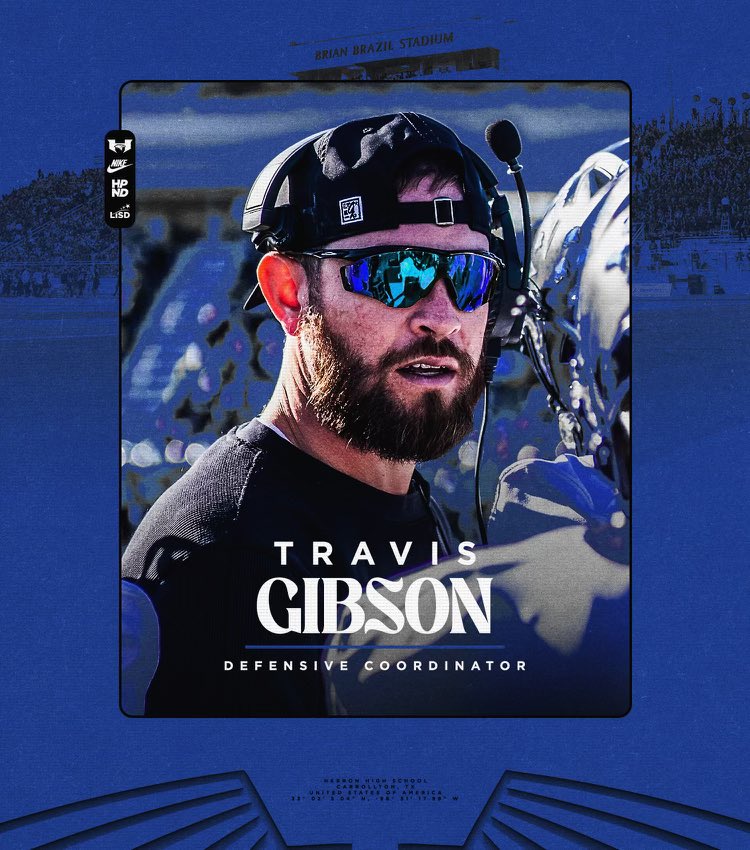 Hebron High School is proud to announce the promotion of Coach Travis Gibson to Defensive Coordinator. Entering his 11th year in coaching and his 4th season at Hebron. Coach Gibson is a relationship builder, a tireless worker, and a detail-driven coach. 

#HPND | #BTW