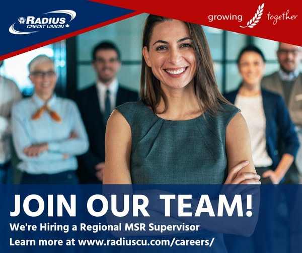 Radius Credit Union is looking for a passionate and motivated individual to join their team as a Regional MSR Supervisor. Think you’d be a great fit?
📷 Visit radiuscu.com/careers to learn more and apply!
