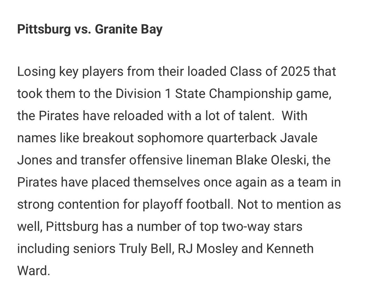 📝<a href="/westcoastpreps_/">West Coast Preps</a> 
<a href="/BrandonHuffman/">Brandon Huffman</a> <a href="/GregBiggins/">Greg Biggins</a> <a href="/CRamirez_PittHC/">Charlie Ramirez, HC</a>