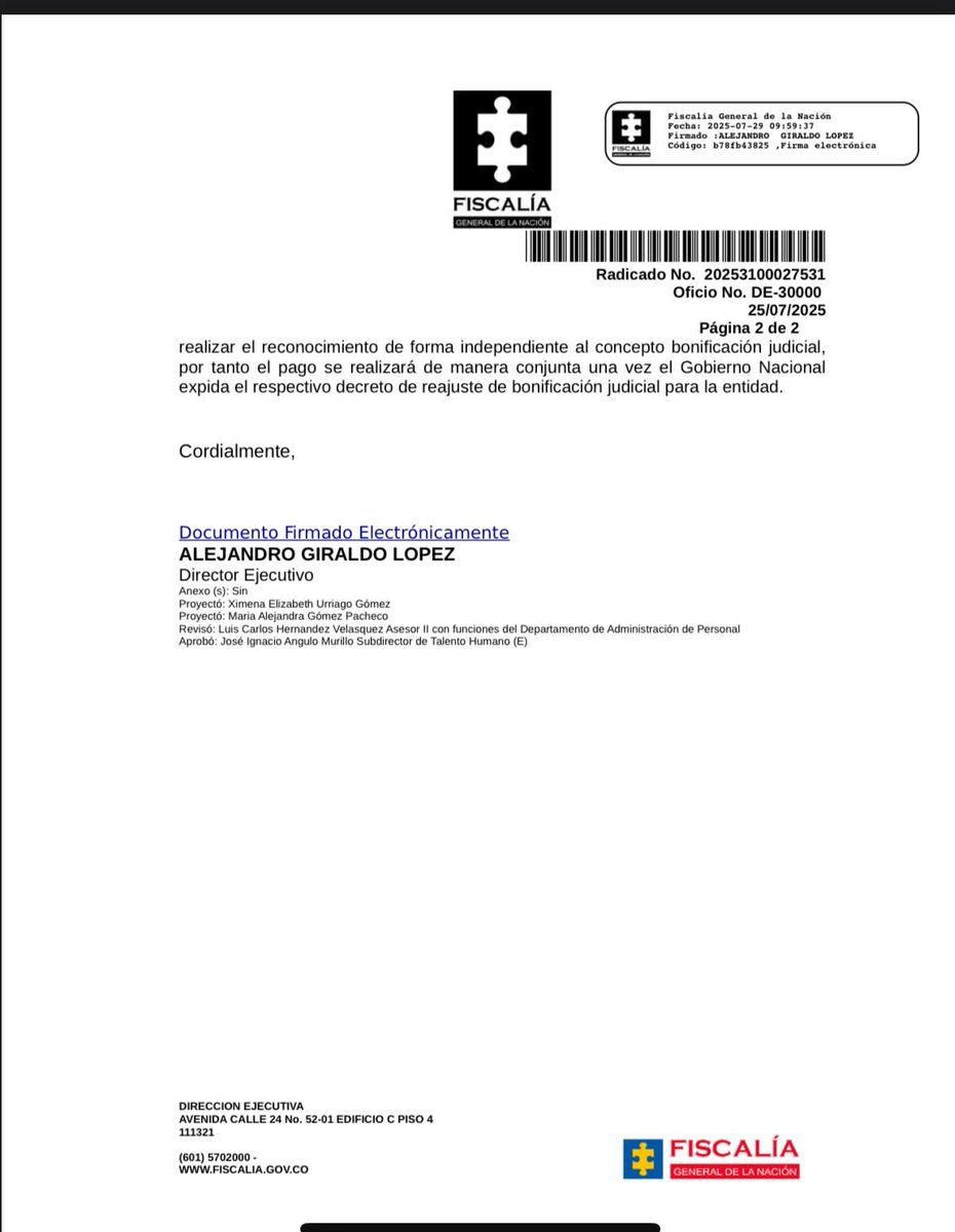 INFORMACIÓN PAGO RETROACTIVO DEL SALARIO EN LA FISCALÍA