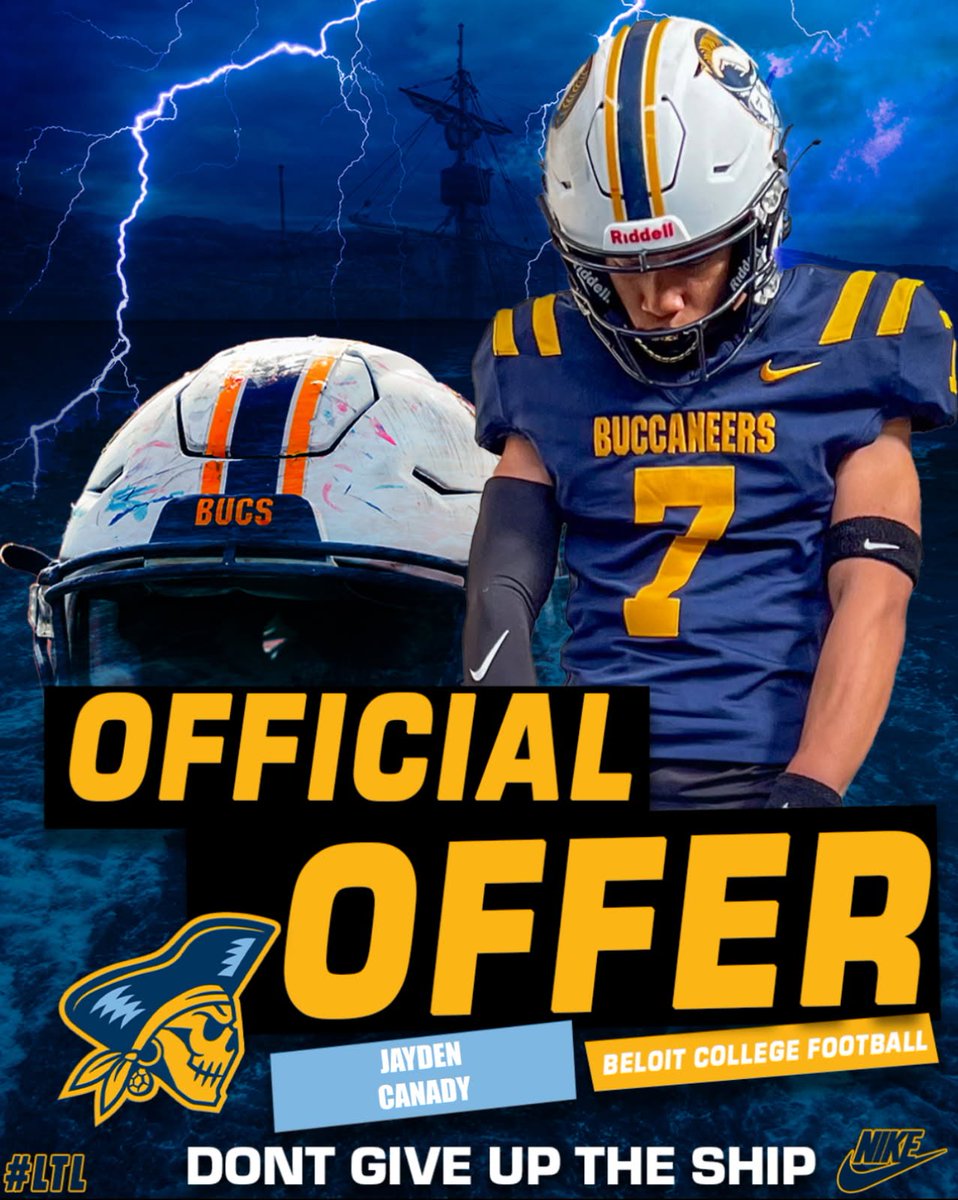 After a great conversation with <a href="/Coach_JSmith10/">John Smith</a> I'm blessed to receive an offer from Beloit College! #ClassOf2026 #AGTG  #Buccaneers 

<a href="/BeloitBucsFB/">BeloitBucsFootball</a> <a href="/oakridgefb/">War Eagle Football</a> <a href="/CoachBlackshire/">Tyler Blackshire M.Ed.</a> <a href="/CoachADarling/">Austin Darling</a> <a href="/FSP_training/">FSP-Fairchild Sports</a> <a href="/Fredooo_3/">Alfredo Arellano</a> <a href="/DonnieBaggs_/">#HCville</a>
