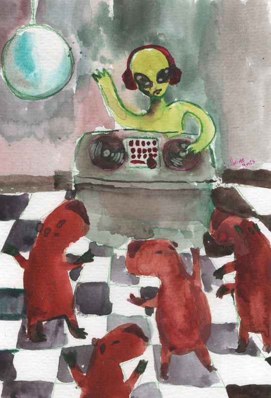 guilhernunes_'s tweet image. alien dj + dancing capybaras