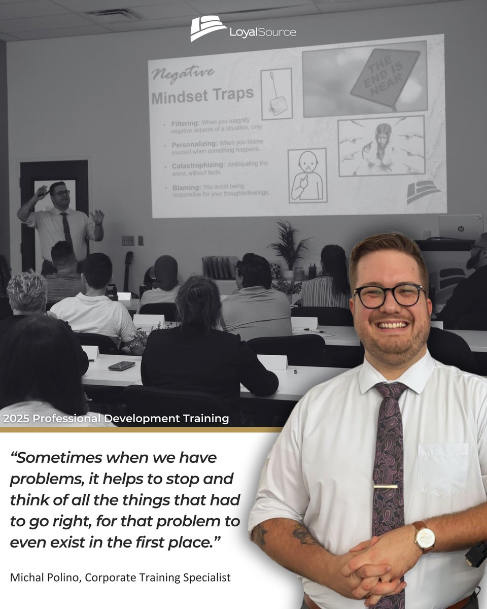 At Loyal Source, we're dedicated to helping our team grow- personally and professionally!

On this #TrainingTuesday, we're spotlighting our Professional Development Program's latest session on the impact of positive thinking! Here's to growing together, one session at a time🌟