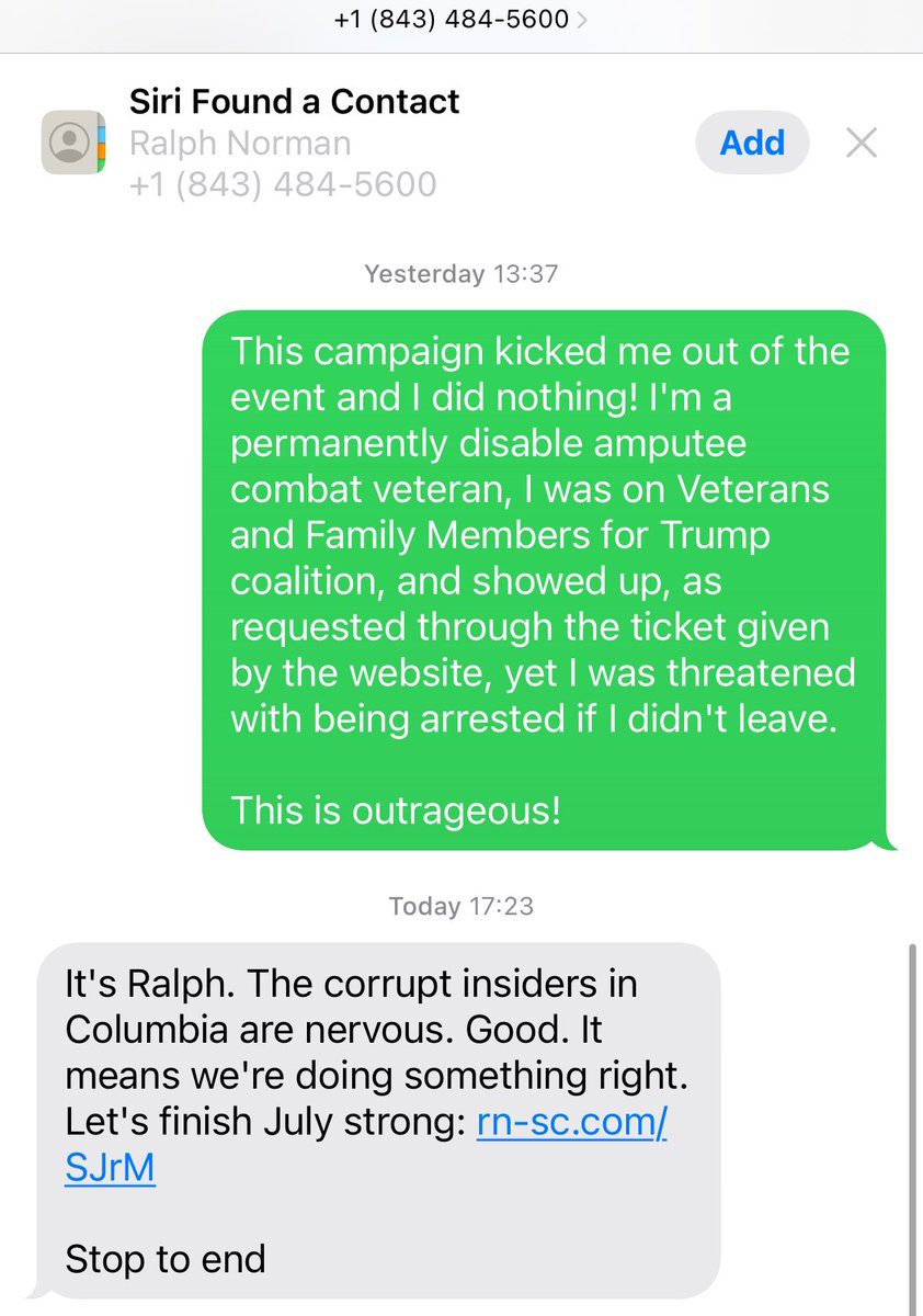 Thomas D Murphy US Senate candidate, SC (R) (@tommurphy8485) on Twitter photo <a href="/udontknowjack99/">Jack Smitty AAL (Asshole @ Large) #afmb</a> <a href="/RalphNorman/">Ralph Norman for Governor</a> Hey, <a href="/RepRalphNorman/">Rep. Ralph Norman</a>
You kicked me out of your event, yet you’ll send me requests for money?
What’s the share count? <a href="/udontknowjack99/">Jack Smitty AAL (Asshole @ Large) #afmb</a> <a href="/RalphNorman/">Ralph Norman for Governor</a> Hey, <a href="/RepRalphNorman/">Rep. Ralph Norman</a>
You kicked me out of your event, yet you’ll send me requests for money?
What’s the share count?