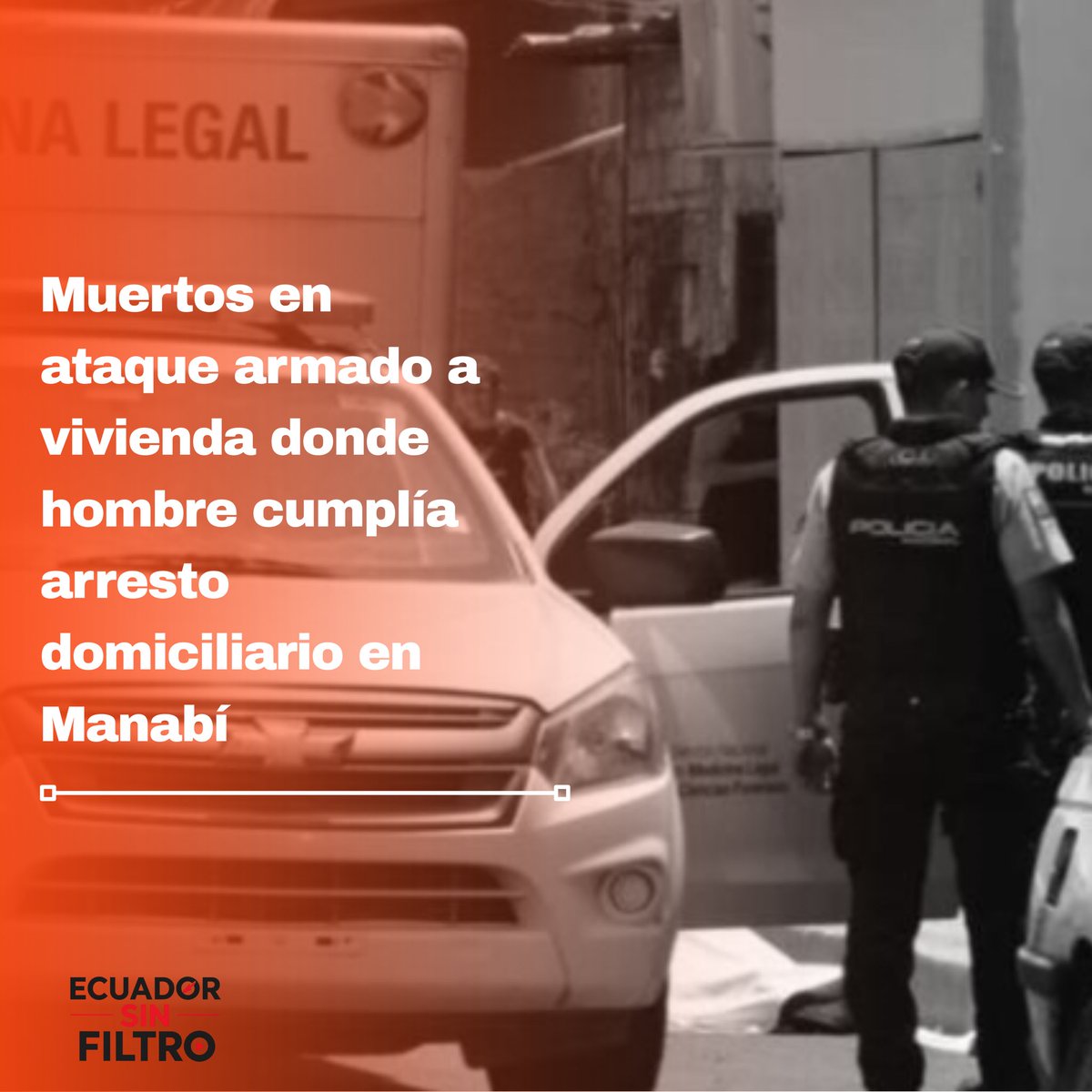 ecsinfiltrooo's tweet photo. 🚨 5 personas fueron asesinadas en una casa con arresto domiciliario en Pichincha, #Manabí. Entre las víctimas hay un menor de 16 años. Un policía fue desarmado durante el hecho. La violencia se intensifica tras la extradición de alias ‘Fito’. #InseguridadEC https://t.co/YPJwMrbzwN