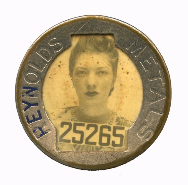 #NationalLipstickDay Pictured here is Virginia Keith Snawder (Snyder), on her Reynolds Metals Company factory ID badge in Louisville, KY, wearing a floral dress, with her hair pinned up and lipstick applied.

See more here: kyhistory.pastperfectonline.com/Webobject/0828…