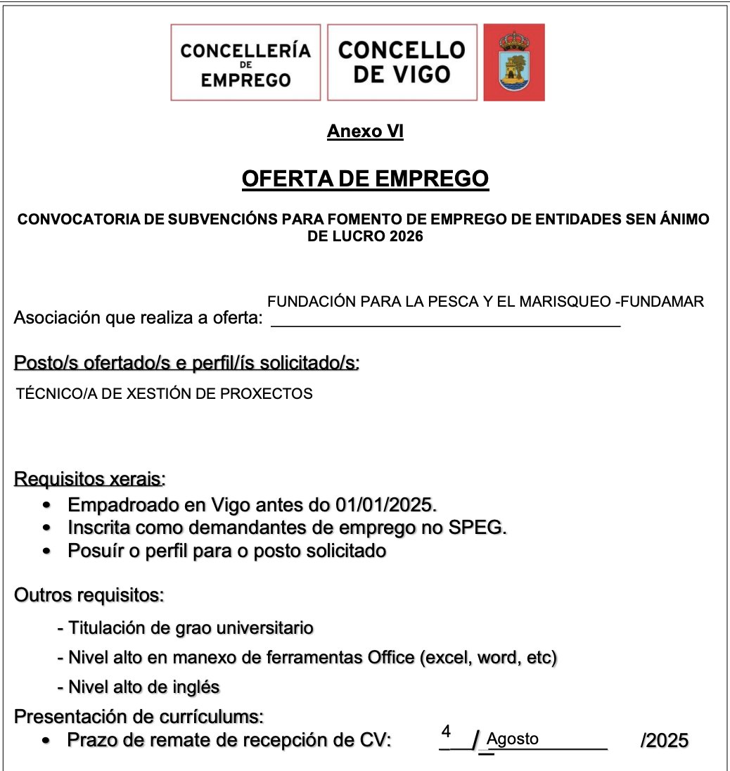 Oferta de emprego en Vigo: Técnico/a de xestión de proxectos asociacions.vigo.org/associations/0…