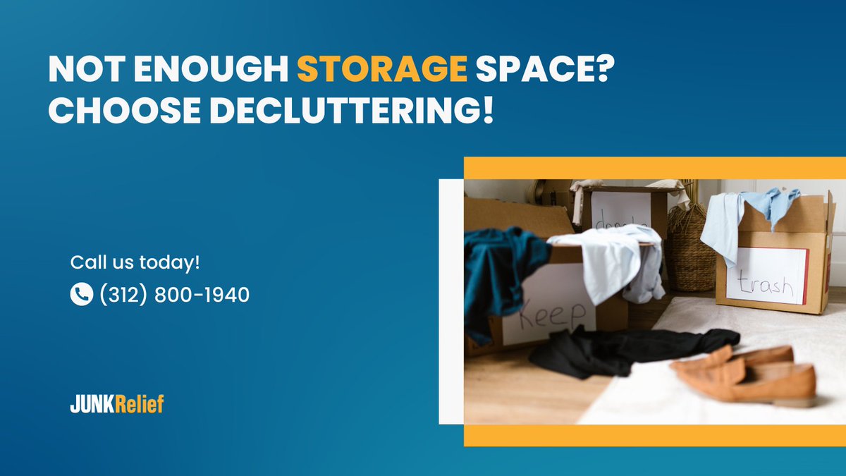 JunkRelief's tweet image. Sorting through your belongings seems like a huge investment of time; however, if you think about how much time it'll take to find the perfect storage unit, you'll find decluttering a better (and cheaper!) option.

#junkrelief #chicagoland #declutterchicago