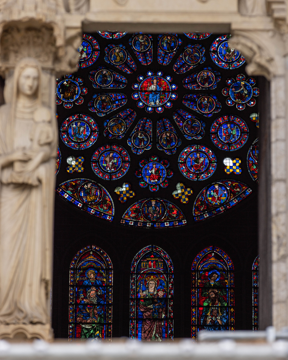 BishopBarron's tweet photo. Friends, though I have traveled to the magnificent Chartres Cathedral many times in my life, I was stunned by this rare view of the south rose—seen from the wide-open north doors—during my most recent visit.

What a gift it was to see this sacred masterpiece, with its luminous New Testament imagery, from such a unique vantage point.