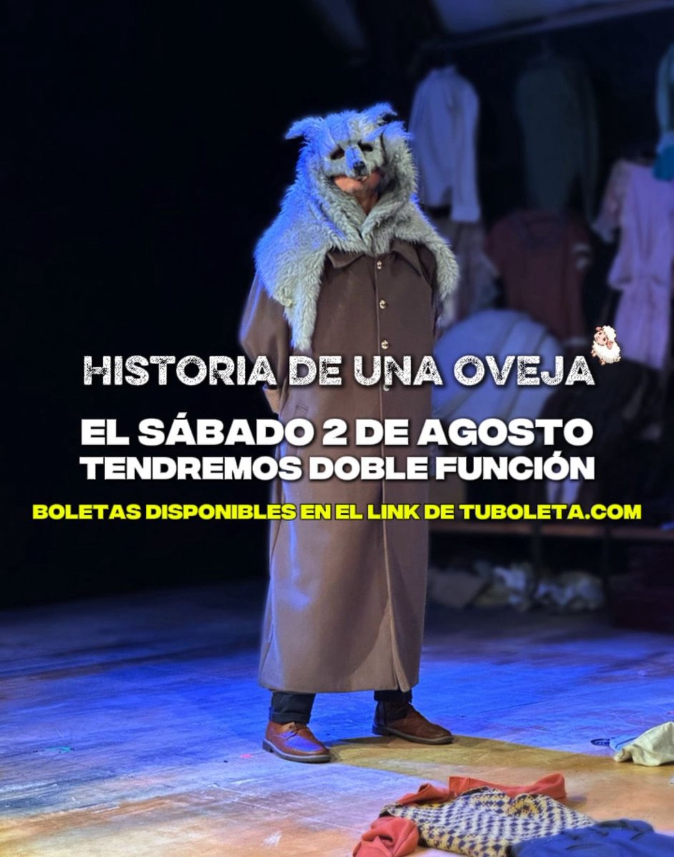 DOBLE FUNCIÓN EL SÁBADO 🙌🏼

Reservas por Dm, llamando al 
(601) 642 1447 o 👉🏻 tuboleta.com/es/eventos/his…