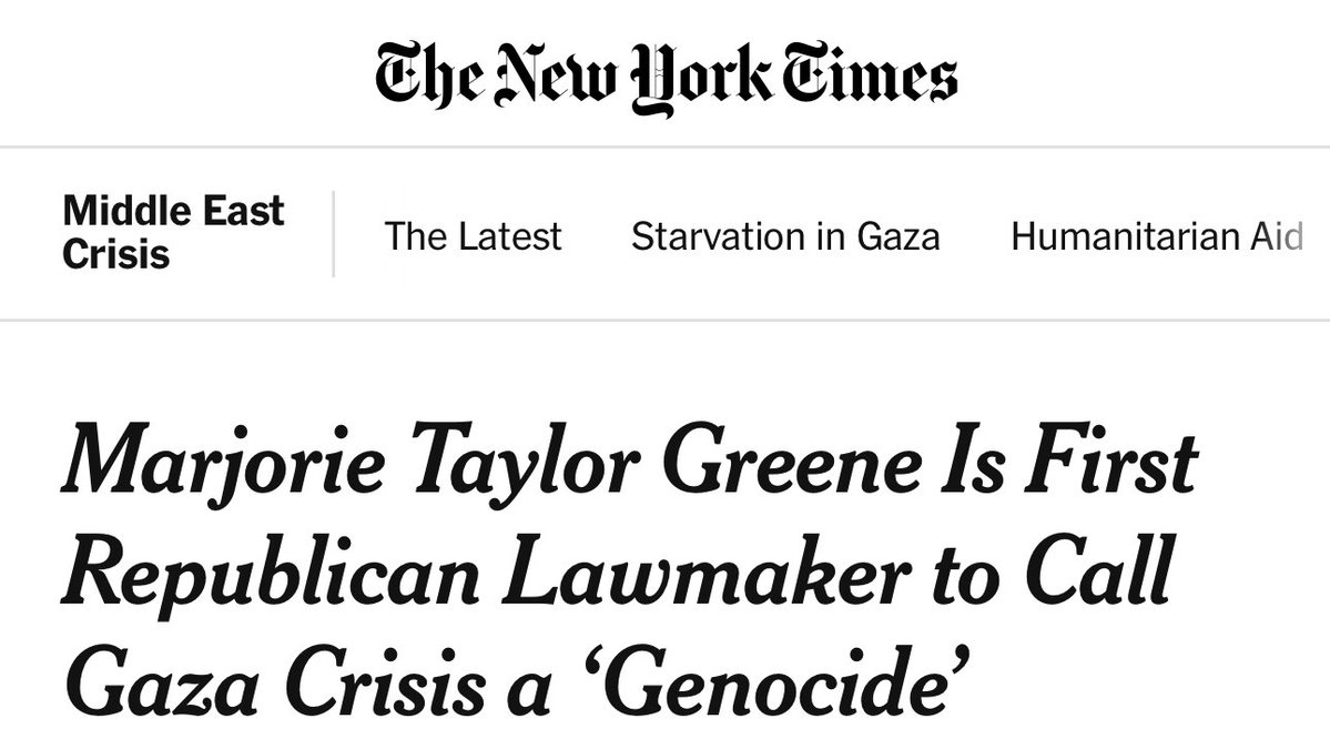 Genocide in scare quotes is genocide denial.

The New York Times is officially to the right of Marjorie Taylor Greene on Gaza.