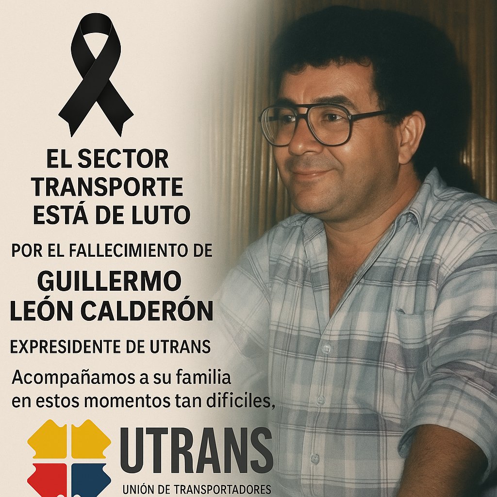 Una gran pérdida para nuestro sector !! 

Lamentamos el fallecimiento de Guillermo Leon Calderón expresidente de Utrans.

Toda nuestra solidaridad con su familia !