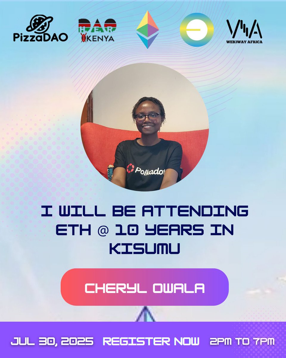 Pull up for ETH @ 10 in Kisumu this July 30th 🎉
🗓 2PM–7PM | 📍Kisumu
Let’s celebrate builders, impact &amp; all things Ethereum 💥