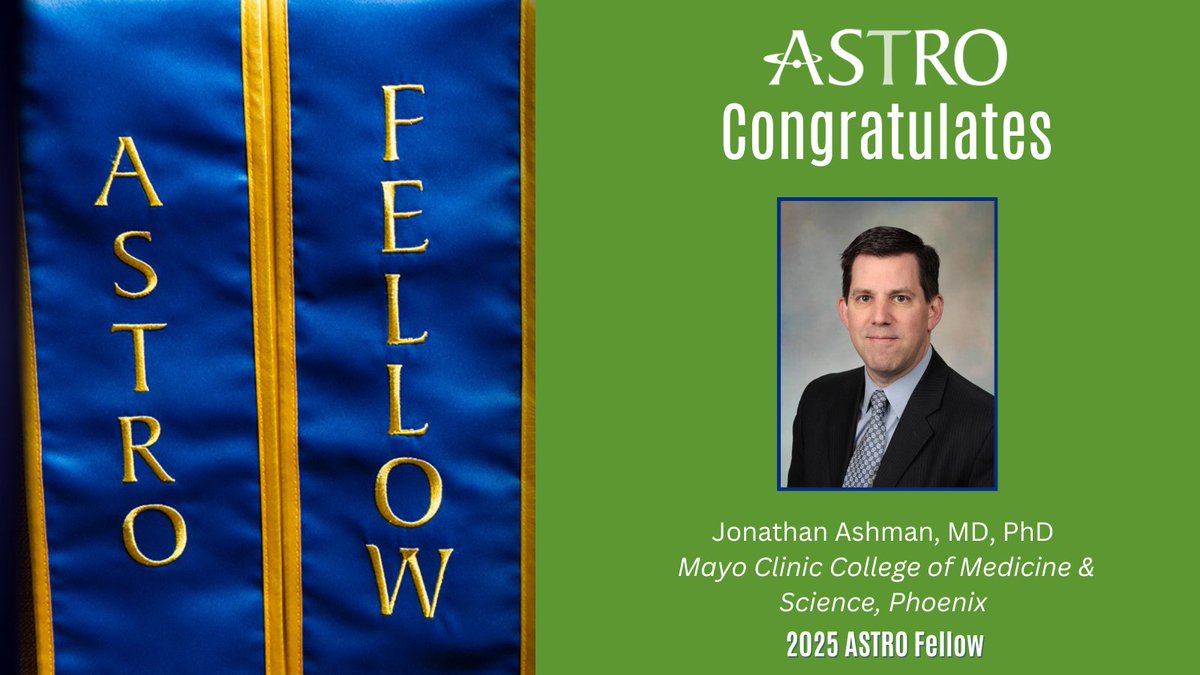 2025 ASTRO Fellow Spotlight
Congratulations Dr. Ashman!
<a href="/MayoAZRadOnc/">Mayo Clinic Arizona Radiation Oncology</a> #ASTRO25 
ow.ly/gYBa50Wx21B