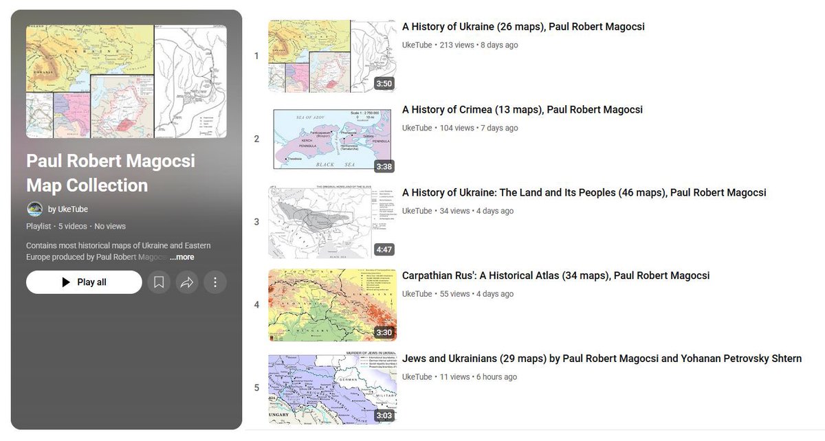 Paul Robert Magocsi Map Collection

Over 120 high quality maps on Ukraine, Crimea, and Subcarpathian Rus'.

youtube.com/playlist?list=…
