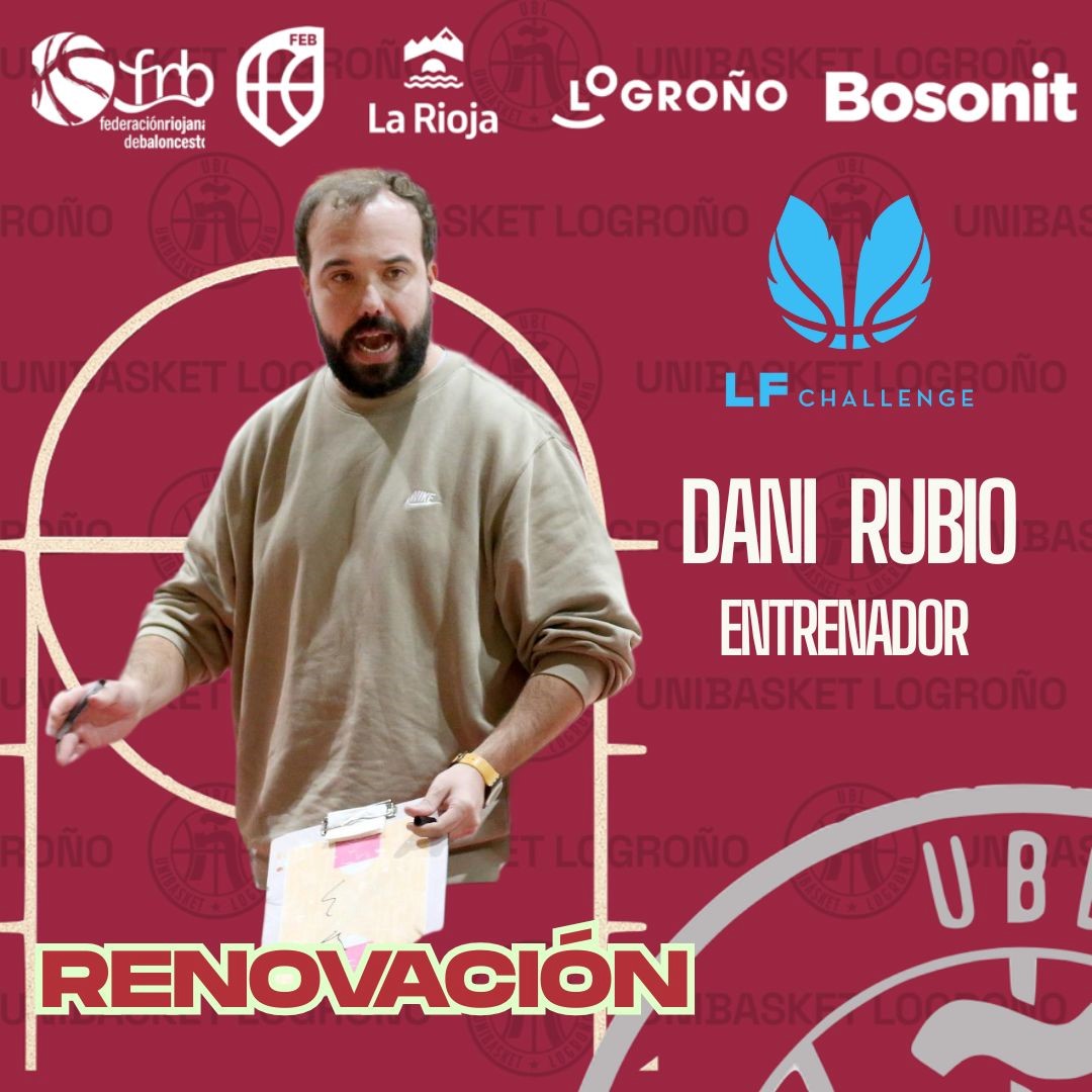 CompeticionFEB's tweet image. 🚨 Mercado #LFChallenge: Dani Rubio (@_daniRubio) continuará al frente del @cdunibasket 

▶️ El joven técnico maño renueva su contrato por una temporada con opción a una tercera

🗓️  1991 | 2⃣ Segunda temp.
📋 Entrenador | 🌍 Español

📝 Más información ⬇
feb.es/2025/7/29/balo…