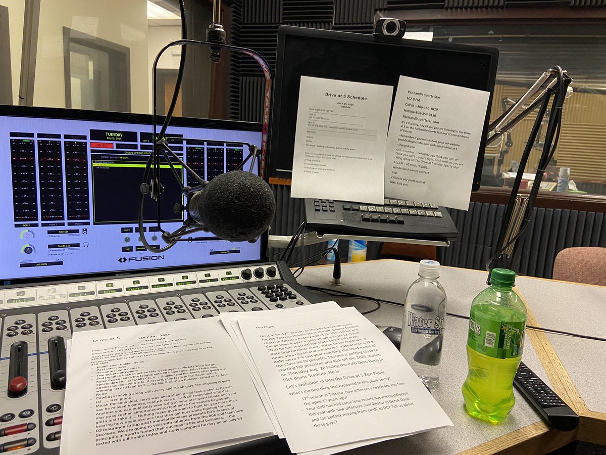 Lance Lahnert (@lancelahnert) on Twitter photo Let's Dew this!!!!!
Drive at 5!
5-6 pm
102.9 FM
- Head footbal coach of the <a href="/THS_FB/">Tascosa Football</a> Rebels Ken Plunk
- Comments from <a href="/JoeyMcGuireTTU/">Joey McGuire 🌵</a> comments from today's presser Let's Dew this!!!!!
Drive at 5!
5-6 pm
102.9 FM
- Head footbal coach of the <a href="/THS_FB/">Tascosa Football</a> Rebels Ken Plunk
- Comments from <a href="/JoeyMcGuireTTU/">Joey McGuire 🌵</a> comments from today's presser