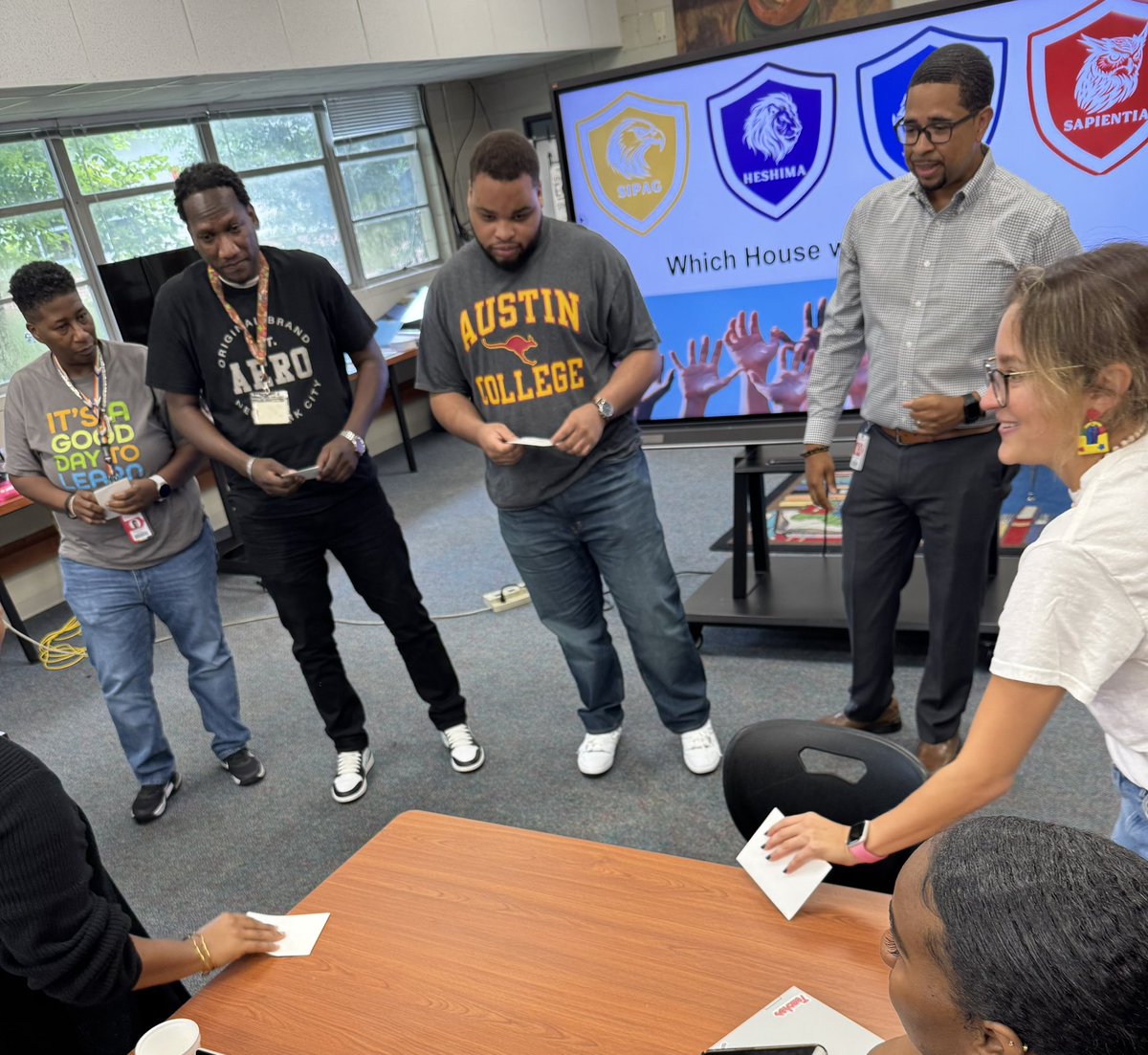 Drew_AISD's tweet photo. Exciting start to the 25-26 school year! 🏫 Today, our new members of #TeamDrew chose their houses, marking the beginning of an incredible journey ahead. Here’s to building community, teamwork, and unforgettable memories! 🏠✨ #BackToSchool #NewBeginnings #HouseSelection" https://t.co/rI6xCN1yS6