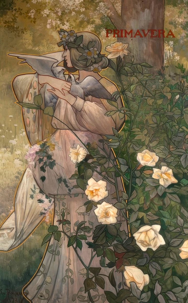 Rose Wednesday

Love is like the wild rose-briar,
Friendship like the holly-tree—
. . .
The wild rose-briar is sweet in spring,
Its summer blossoms scent the air;
      ~ Emily Brontë (July 30, 1818-December 19, 1848)

Spring (1897) by Alexandre de Riquer - painter, writer, poet