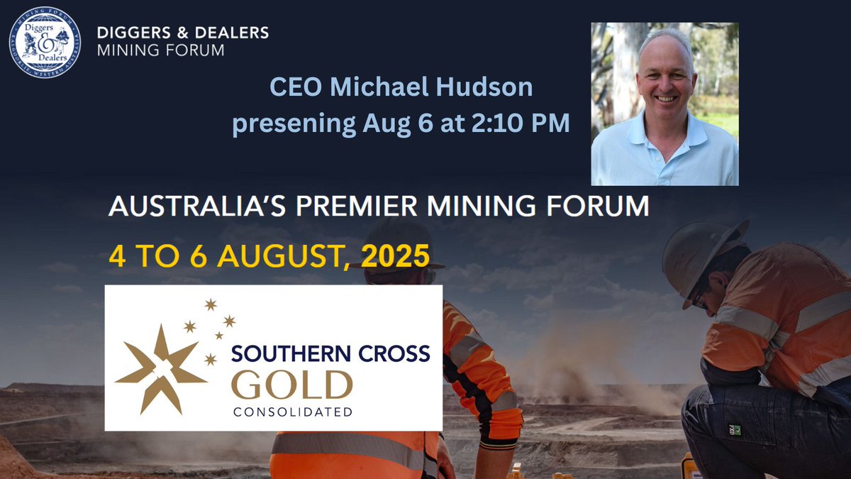 We'll be at the prestigious Diggers &amp; Dealers Mining Forum, kicking off Mon Aug 4. CEO Mike Hudson presenting Wed Aug 6 at 2:10PM!  Join us at the Goldfields Arts Centre in Kalgoorlie for insightful presentations and networking opportunities. Register: diggersndealers.com.au