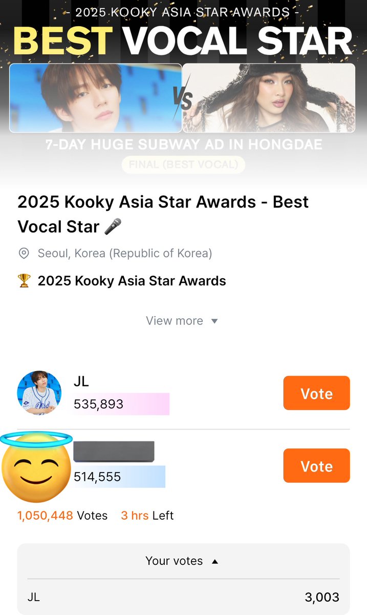 🚨 Less than 4hrs left before this poll ends! 
Let's win Kooky's 2025 Kooky Asia Star Awards – Best Vocal Star for JL! 

Cast your votes before 10am PST, please! 🙇‍♀️

#AHOF #JL