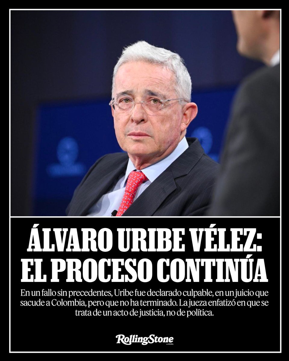 Más de una década de controversia y casi 500 días de juicio concluyeron con un veredicto histórico: Álvaro Uribe es declarado culpable. Conoce más aquí. 👇 

es.rollingstone.com/alvaro-uribe-v… 

#RollingStoneEnEspañol #RollingStone #Noticias