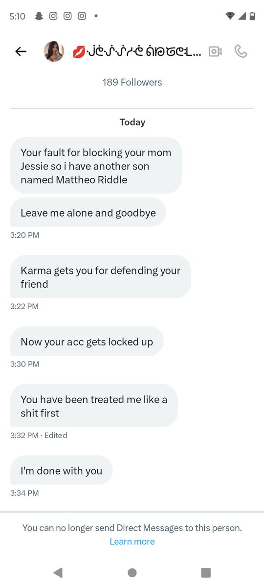HeirOfVoldy's tweet photo. Pls do not be this person also one you are not my mom so pls stop acting like you are my mother is bellatrix!  And two I will always defend my friend and three you're childish fuck off https://t.co/x065zBcANR