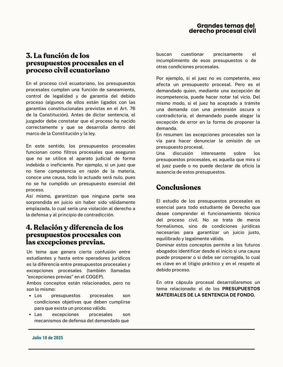 QUIEN NO CONOCE DE PRESUPUESTOS PROCESALES NO ENTENDERÁ JAMÁS QUÉ SON Y PARA QUÉ SIRVEN LAS EXCEPCIONES PREVIAS.
En esta nueva cápsula💊 procesal te lo explico.
🗣️Pasa la voz. No te olvides de compartirla.