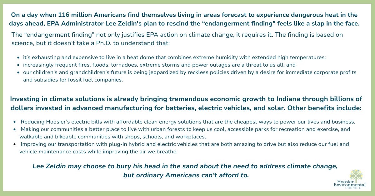 The following statement may be attributed to Hoosier Environmental Council Executive Director Sam Carpenter.