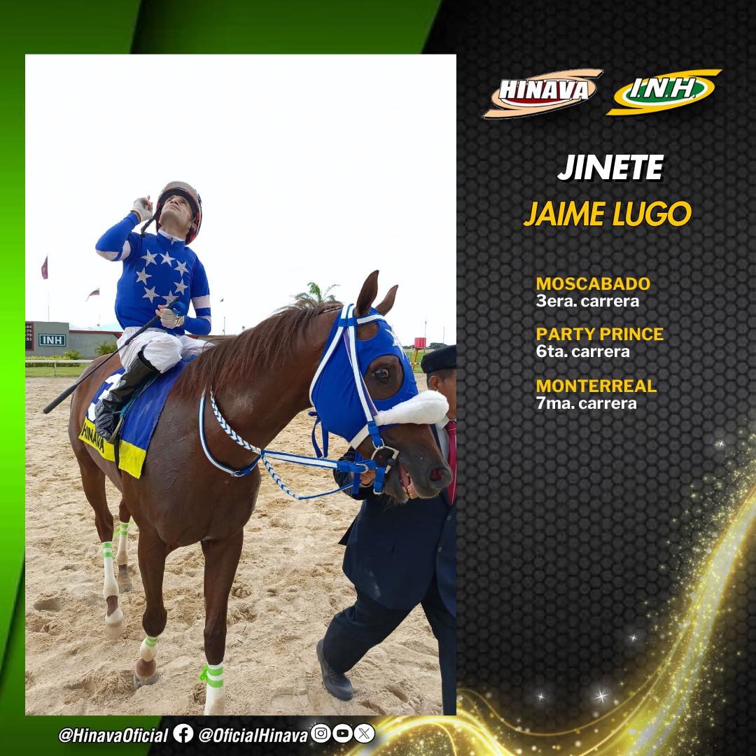 El jinete profesional, Jaime "Pocho" Lugo tendrá 3️⃣ compromisos de montas para la reunión 15 de este sábado en el Hipódromo Nacional de Valencia🐴. 

🏆 Participará en el Clásico "Natalicio del Libertador" , con el caballo "Moscabado".

#Hipismo