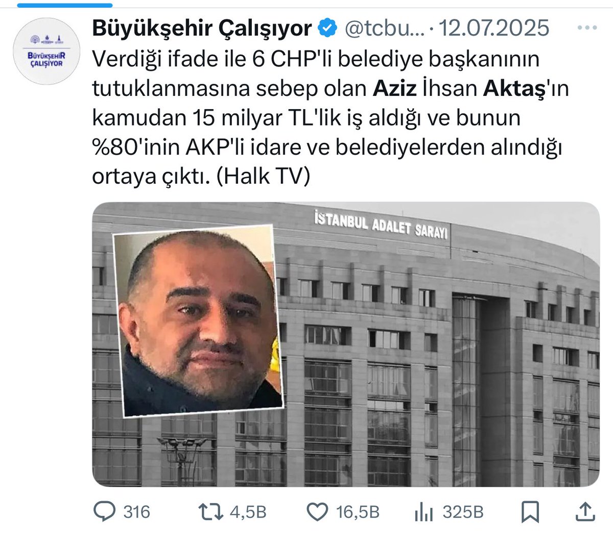 CHP’li bir çok belediye başkanının tutuklanmasına sebep olan Aziz İhsan Aktaş. Kardeşinin tedaş’ı dolandırdığı ortaya çıkıyor. Yakın akrabasının Öcalan’ın yanında olan PKK’lı terörist olduğu ortaya çıkıyor. Daha önce ihalede rakiplerini kurşunlattığı ortaya çıkıyor.
Ve AKP