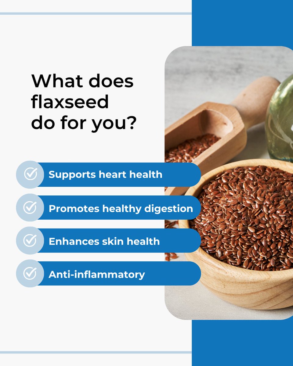 WonderLabs's tweet photo. Tiny seed, mighty benefits! 🌱💪
Flaxseed may be small, but it packs a serious punch—supporting heart health, aiding digestion, soothing inflammation, and giving your skin that extra glow ✨. Sprinkle it, blend it, bake it… your body will thank you! https://t.co/IPNCvL1zX6