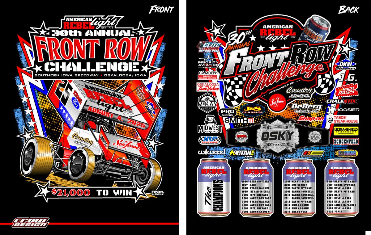 For the 3rd year in a row I had the privilege of designing the <a href="/oskychallenges/">oskychallenges.com</a> T Shirt.  Get yours at Southern Iowa Speedway on Tuesday August 4th.   <a href="/AmericanRebel99/">American Rebel</a> <a href="/CB_Racing88/">Country Builders Racing</a>  <a href="/SeaFoamWorks/">Sea Foam</a>
