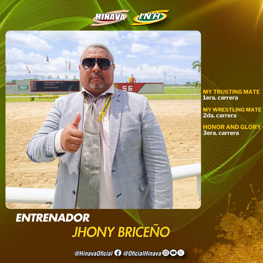 El entrenador, Jhony Briceño tendrá 3️⃣ presentados en la reunión 15 de este sábado en el Hipódromo Nacional de Valencia🐴. 

Participará en el Clásico "Natalicio del Libertador" con el caballo "Honor And Glory". 

 ¡Sella tu 5y6! 

#Hipismo