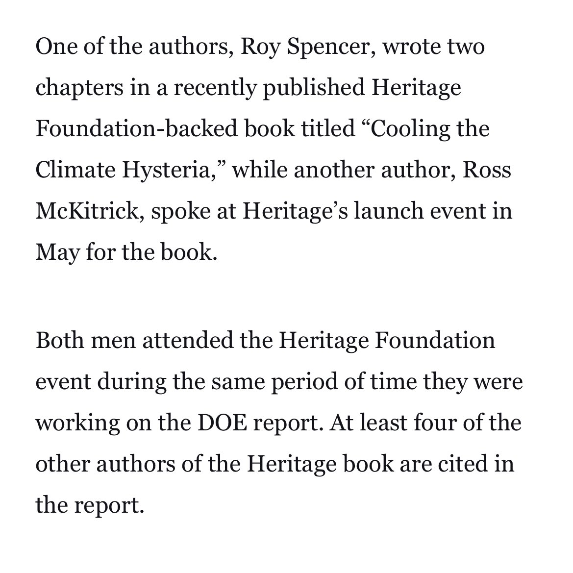 With EPA killing the endangerment finding today, DOE’s companion report challenging the consensus on climate change has flown under the radar

I immediately recognized two of the five authors from a Heritage Foundation event I attended in the spring 

👉notus.org/climate-enviro…
