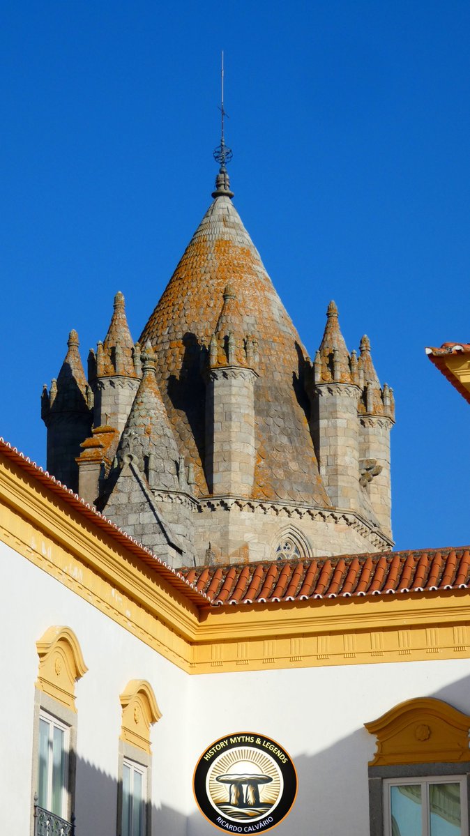 The beautiful but unusual tower of the Cathedral of Évora, Portugal