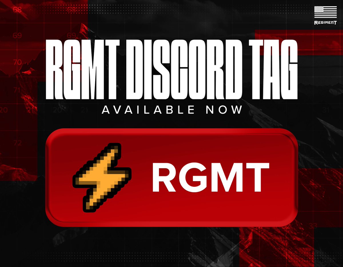 If you’re in REGIMENT’s Discord, you can now represent us 24/7 by using our official Discord Server Tag! 🫡 

Who’s rockin’ the RGMT tag? 👀