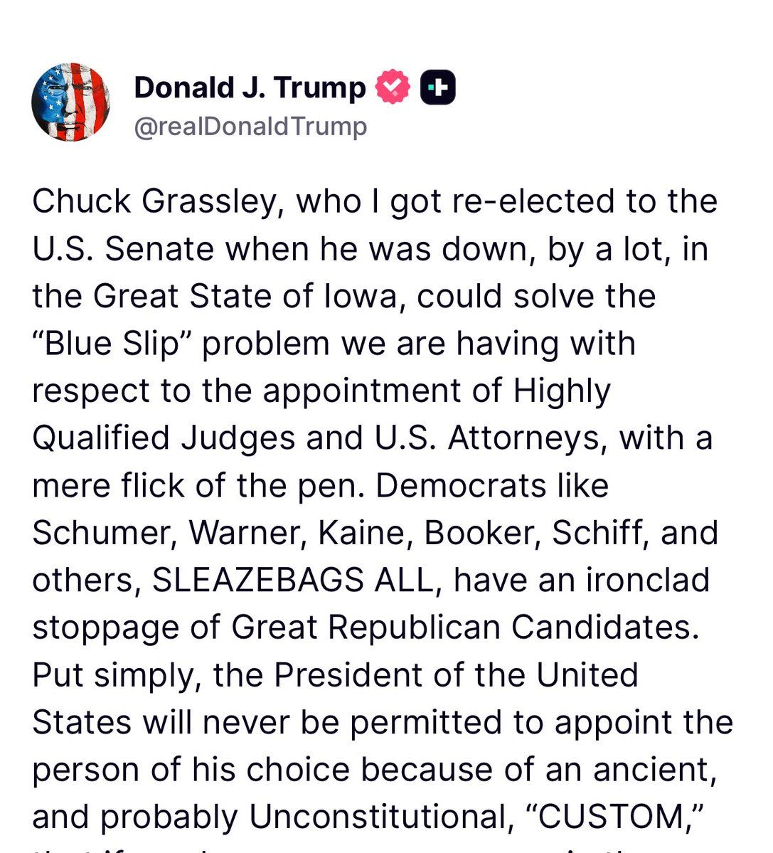 I did not have Trump putting out a hit on Chuck Grassley on my MAGA bingo card