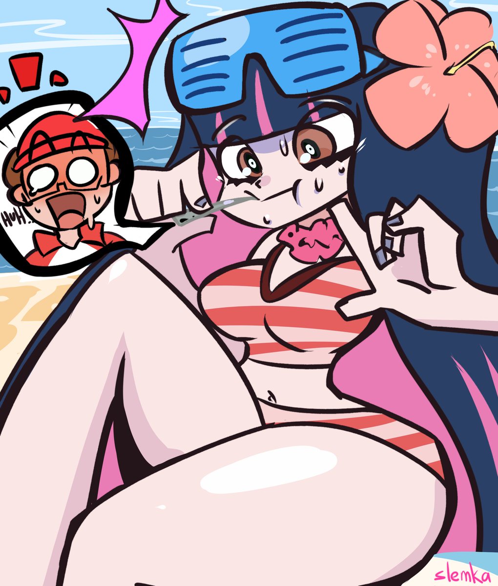 With Panty and Stocking up to their old shenanigans again with a new anime, it seems a good time to share this piece by <a href="/slemka13/">slemka</a> - which sees a sweet treat to beat the heat at the beach turning yours truly into Stocking Anarchy!
#TFTuesday #TFEveryday
#TF #Transformation #TSF