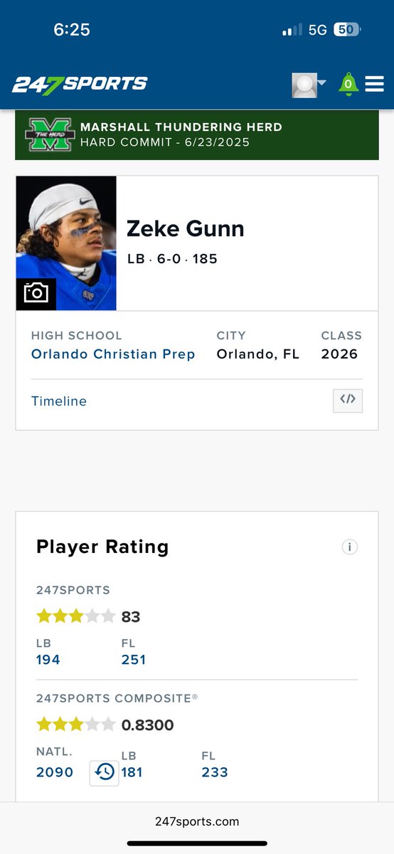 Zeke Gunn (@zekegunn) on Twitter photo Blessed to be ranked a 3 โญ๏ธ!!!
<a href="/OCPFB/">OCP FOOTBALL</a> <a href="/HerdFB/">Marshall Football</a> <a href="/CoachTonyGibson/">Tony Gibson</a> <a href="/CoachMO_MU/">Shannon Morrison</a> <a href="/CoachKJDillon/">KJ Dillon</a> <a href="/GridIron7v7/">Gridiron Elite 7v7</a> <a href="/TrainDSP/">DeLaCruz Sport Performance</a> <a href="/247Sports/">247Sports</a> <a href="/On3sports/">On3</a> <a href="/Rivals/">Rivals</a> <a href="/JohnGarcia_Jr/">John Garcia, Jr.</a> <a href="/CharlesPower/">Charles Power</a> <a href="/DanLaForestFB/">Dan LaForest ๐</a> <a href="/OS_ChrisHays/">Chris Hays</a> <a href="/PrepRedzoneFL/">Prep Redzone Florida</a> <a href="/SWiltfong_/">Steve Wiltfong</a> <a href="/ChadSimmons_/">ChadSimmons</a> <a href="/Andrew_Ivins/">Andrew Ivins</a> <a href="/On3Recruiting/">On3 Recruiting</a> Blessed to be ranked a 3 โญ๏ธ!!!
<a href="/OCPFB/">OCP FOOTBALL</a> <a href="/HerdFB/">Marshall Football</a> <a href="/CoachTonyGibson/">Tony Gibson</a> <a href="/CoachMO_MU/">Shannon Morrison</a> <a href="/CoachKJDillon/">KJ Dillon</a> <a href="/GridIron7v7/">Gridiron Elite 7v7</a> <a href="/TrainDSP/">DeLaCruz Sport Performance</a> <a href="/247Sports/">247Sports</a> <a href="/On3sports/">On3</a> <a href="/Rivals/">Rivals</a> <a href="/JohnGarcia_Jr/">John Garcia, Jr.</a> <a href="/CharlesPower/">Charles Power</a> <a href="/DanLaForestFB/">Dan LaForest ๐</a> <a href="/OS_ChrisHays/">Chris Hays</a> <a href="/PrepRedzoneFL/">Prep Redzone Florida</a> <a href="/SWiltfong_/">Steve Wiltfong</a> <a href="/ChadSimmons_/">ChadSimmons</a> <a href="/Andrew_Ivins/">Andrew Ivins</a> <a href="/On3Recruiting/">On3 Recruiting</a>