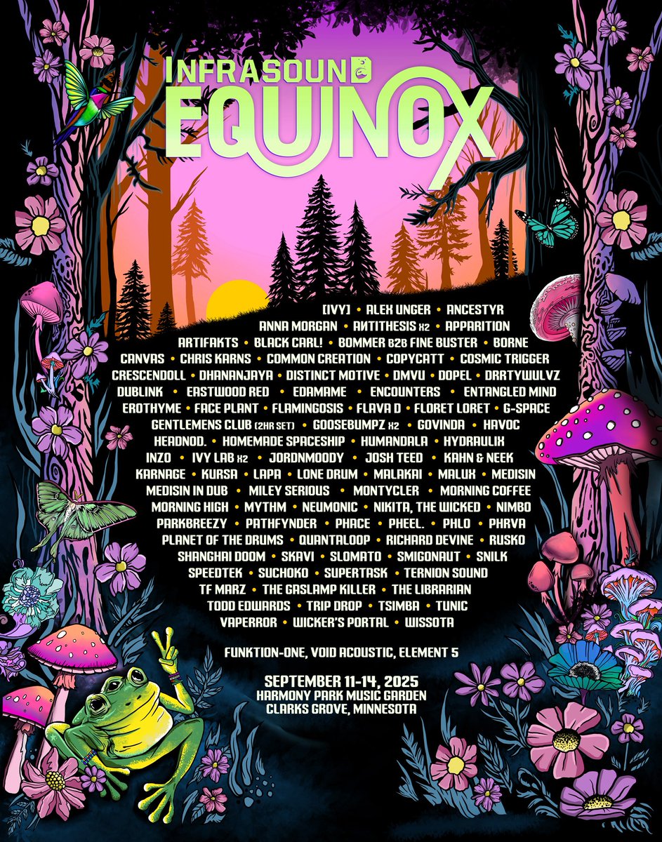 INFRAAA🔊✨

 I am making my INFRASOUND DEBUT this September at Equinox 2025 😌 attending this festival for the first time in ‘23 is what inspired me to create the Ancestyr project, so bringing it into this space is gonna be SUCH a full circle moment 

𓃴