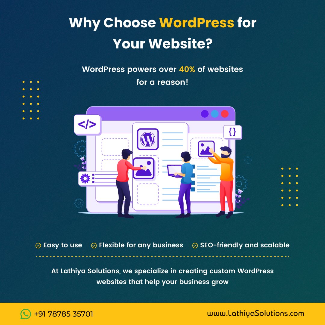 lathiyasolution's tweet image. 💡 Why Choose WordPress?
Build a flexible, scalable site with WordPress – and let Lathiya Solutions unlock its full potential! 🌐
✅ Easy to Manage | SEO-Friendly | Secure &amp;amp; Customizable
🎯 Ideal for blogs, business, or eCommerce.
👉 lathiyasolutions.com/wordpress-deve…