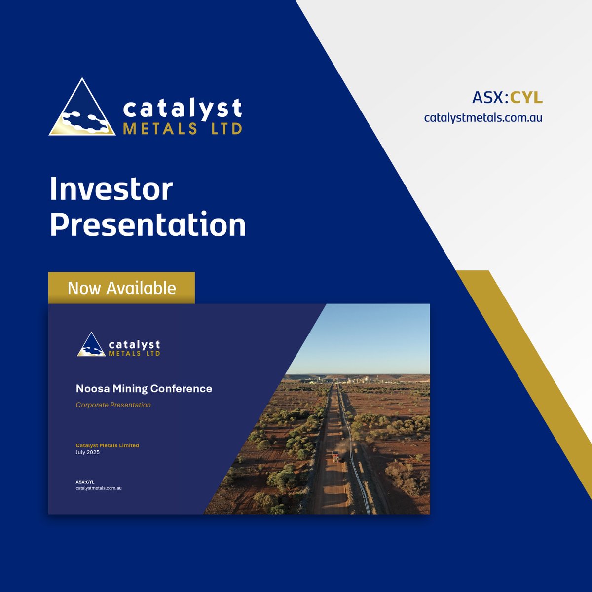 $CYL.AX MD James Champion de Crespigny gave an insightful presentation at <a href="/NoosaMining/">NoosaMining</a>.

James outlined #CYL's plan to grow gold production to a targeted ~200koz/yr, backed by strong cash flow, new mine developments &amp; a 3Moz Resource base.

Presentation: loom.ly/c-tXMa0
