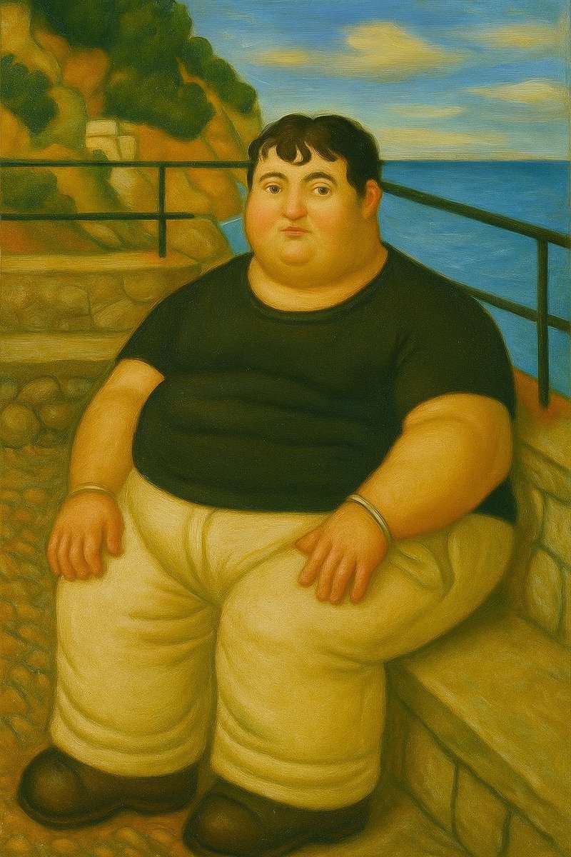 "ChocoFlan sobre el Mar"
Óleo sobre tela 1.20 X 0.80
Artista: Fernando Botero