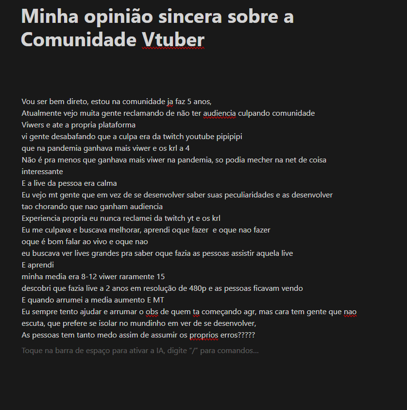 Tasoyozin's tweet photo. Perdi muito da minha vontade de escrever isso Sobre a
#comunidadevtuber então sei la tai https://t.co/gLow5WC3w9